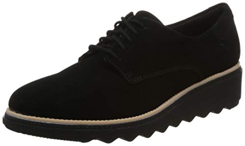 Clarks Sharon Noel, Zapatos de Cordones Derby Mujer, Negro (Black Nubuck), 37.5 EU