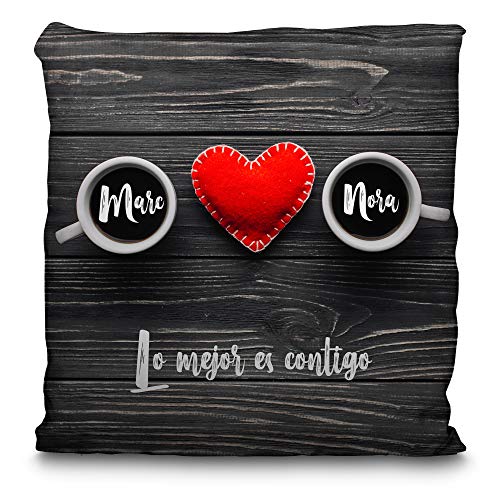 Cojin Personalizado San Valentin con Nombre/Texto. Regalos San Valentin Personalizados. Impresión Total por las 2 caras hasta la Costura. Cojin San Valentin Relleno Incluido. Varios Tamaños. Café Cojin Personalizado San Valentin con Nombre/Texto. Regalos San Valentin Personalizados. Impresión Total por las 2 caras hasta la Costura. Cojin San Valentin Relleno Incluido. Varios Tamaños. Café