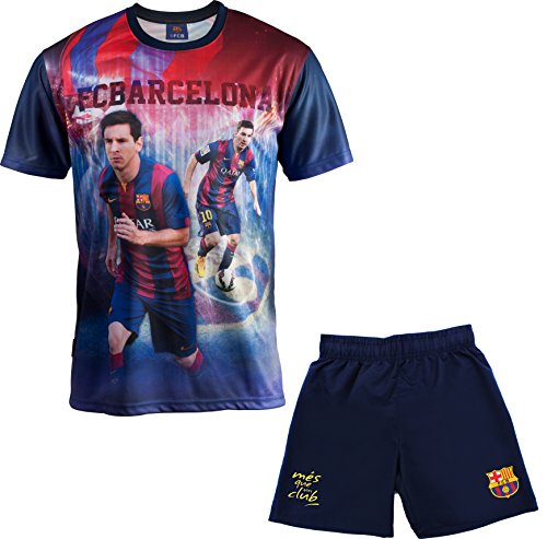 Conjunto camiseta + Short FC Barcelona – Lionel Messi – Colección oficial FC Barcelona – Talla de Niño, Azul (azul), 4 ans