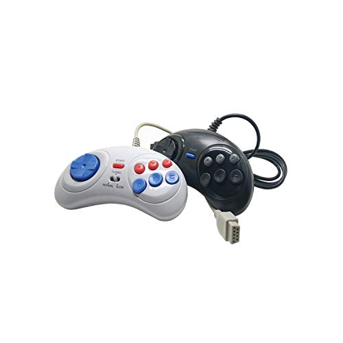 Controlador de juegos de PC | Para el controlador de juego de 9 pines Para el controlador de mango de 16 bits Gamepad de 6 botones para Dreamcast MD Accesorios de juego-blanco-