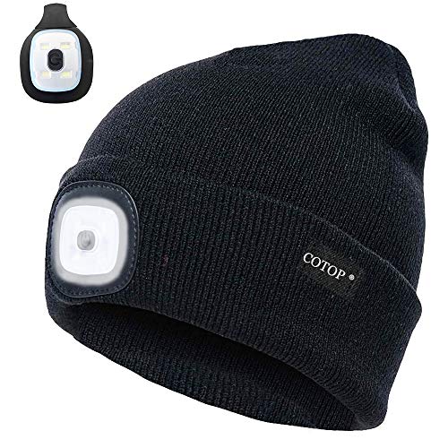 COTOP Gorro de Punto con luz, Unisex 4 LED cálido Gorro de Invierno Gorro con Manos Libres Iluminado Regalo Original para Amigos Hombres y Mujeres para Caminar de Noche, Acampar, Andar en Bicicleta COTOP Gorro de Punto con luz, Unisex 4 LED cálido Gorro de Invierno Gorro con Manos Libres Iluminado Regalo Original para Amigos Hombres y Mujeres para Caminar de Noche, Acampar, Andar en Bicicleta