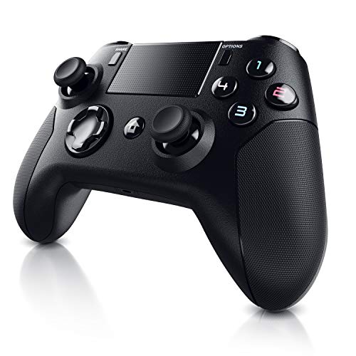 CSL - Gamepad - Controlador inalámbrico para PS5 PS4 PS4 Pro PS4 Slim - Mando Dual Shock - Conexión Bluetooth o cable - Touchpad y joysticks - Salida auriculares 3.5 mm - Botón Home - 3D – Color negro