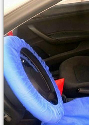 Cubierta del volante del automóvil Protección Trenza en la manija Juego de felpa Protector de esponja azul
