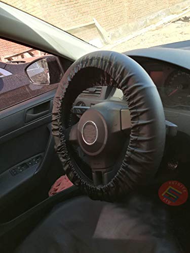Cubierta del volante del automóvil Trenza protectora en la manija Juego de felpa Protector de esponja (Negro)