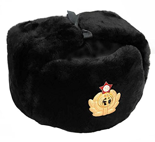Cucuba® Unisex Sombreros Negro Original SOVIÉTICO Ushanka Marina DE Guerra DE Rusia – Idea DE Regalo (Tamaño: 58 Size L (EU))