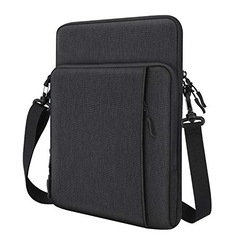 Dadanism Funda 13.3 Inch de Poliéster Antigolpe con Bandolera, Cierre con Cremallera Compatible para New iPad Pro 12.9 2020/2018, 12.3" Surface Pro 7/6/5/4, New MacBook Pro 13", Negro + Gris