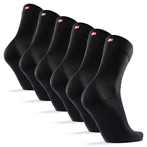 DANISH ENDURANCE 6 Pares Calcetines Clásicos de Algodón, para Hombre y Mujer, de Vestir, Cómodos, Transpirables, para el Uso Diario, Negro, Gris, Rojo (Negro, EU 39-42) DANISH ENDURANCE 6 Pares Calcetines Clásicos de Algodón, para Hombre y Mujer, de Vestir, Cómodos, Transpirables, para el Uso Diario, Negro, Gris, Rojo (Negro, EU 39-42)