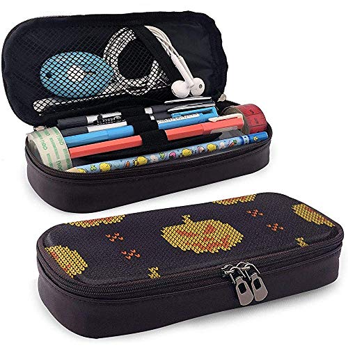 De Punto con Volantes de Colores Estuche de lápices de Cuero con Cremallera, Microfibra Soporte de lápiz de Cuero de PU Funda de bolígrafo de Oficina universitaria Bolsa Unisex