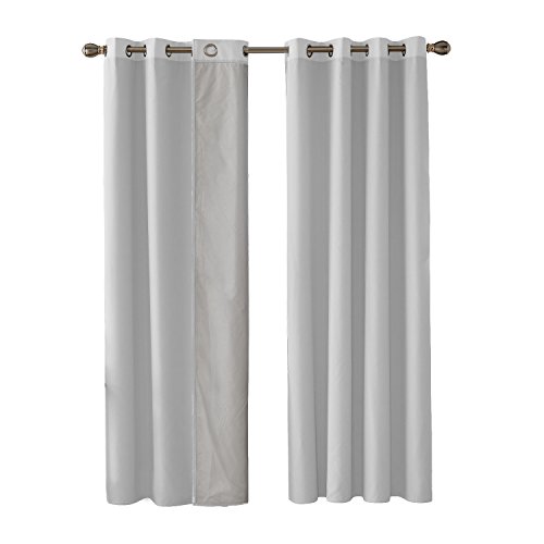 Deconovo Juego de 2 cortinas Aislamiento térmico de dormitorio para sala de estar con puerta francesa Ventana Ojal Forro 140x245cm Gris claro Deconovo Juego de 2 cortinas Aislamiento térmico de dormitorio para sala de estar con puerta francesa Ventana Ojal Forro 140x245cm Gris claro
