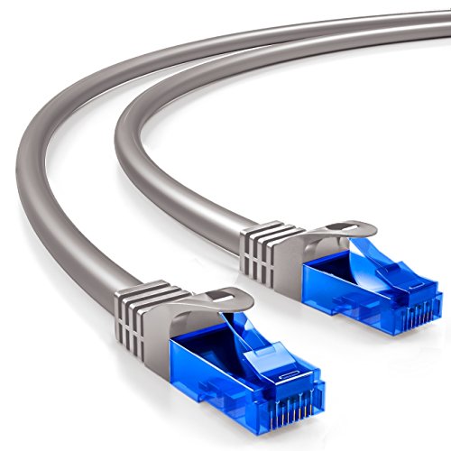 deleyCON 30m Cat.6 Ethernet Gigabit LAN Cable de Red RJ45 CAT6 Cable de Conexión U/UTP Compatible con Cat.5 Cat.5e Cat.6a Cat.7 - Gris