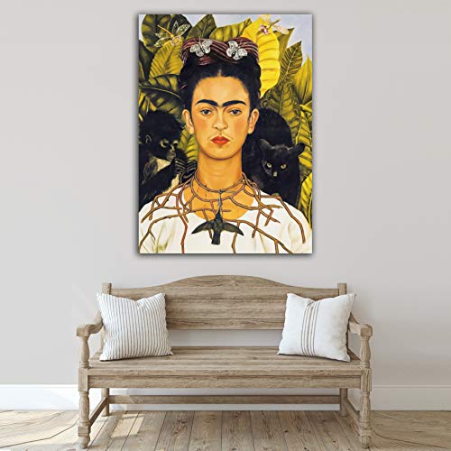 Desconocido Cuadro Lienzo Autorretrato Frida Kahlo Collar con Espinas – Varias Medidas - Lienzo de Tela Bastidor de Madera de 3 cm - Impresion Alta resolucion (36, 50)