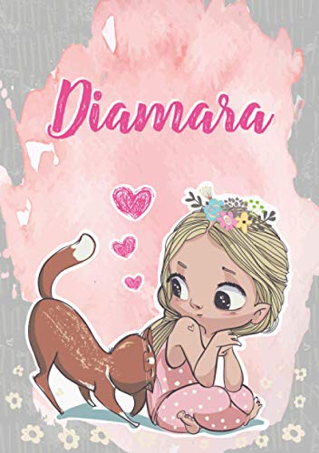 Diamara: Taccuino A5 | Nome personalizzato Diamara | Regalo di compleanno per moglie, figlia, sorella, mamma | Design: gatto | 120 pagine a righe, piccolo formato A5 (14.8 x 21 cm)