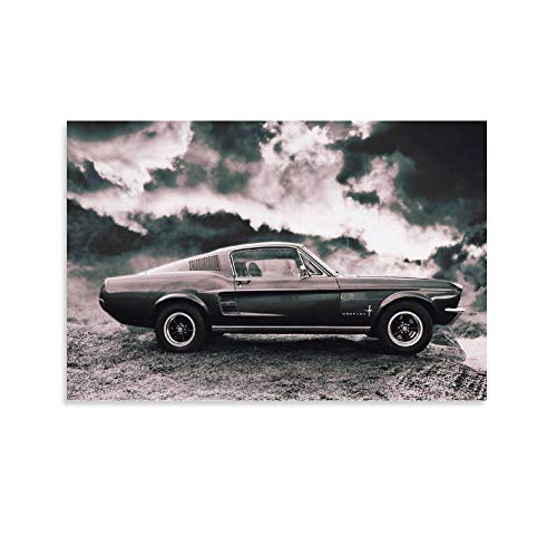 dianji Póster digital de la película Shot of Ford Mustang convertido en una pieza de pintura decorativa en lienzo de pared para sala de estar, dormitorio, 50 x 75 cm