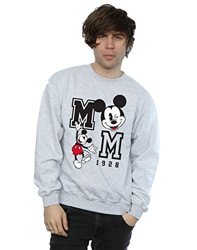 Disney Hombre Mickey Mouse Jump and Wink Camisa De Entrenamiento Medium Gris Sport