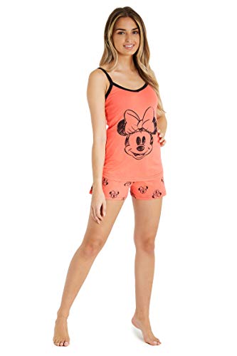 Disney Lounge Wear - Set de pijama para mujer, 100% algodón, Mickey Mouse y Minnie Mouse Rojo rosso L