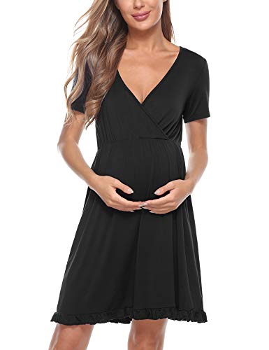 Doaraha Camisón Lactancia Algodón Mujer Ropa de Dormir Premamá Hospital Vestido de Maternidad Embarazo Pijama Embarazadas Camisones Embarazada Manga Corta Suave (B# Negro - Manga Corta, M) Doaraha Camisón Lactancia Algodón Mujer Ropa de Dormir Premamá Hospital Vestido de Maternidad Embarazo Pijama Embarazadas Camisones Embarazada Manga Corta Suave (B# Negro - Manga Corta, M)
