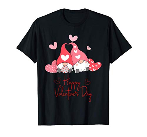 Dos gnomos con el corazón en la mano Feliz día de San Valent Camiseta