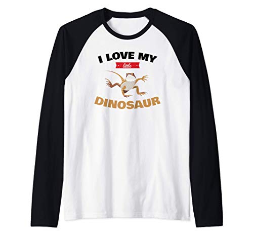 Dragón barbudo Pequeño Dinosaurio Lagarto y Reptil Regalo Camiseta Manga Raglan