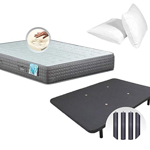 Dulces Sueños Pack COLCHON VISCOELASTICO Premium + Base TAPIZADA 3D + Patas + 2 Almohadas VISCO (105 x 190) Dulces Sueños Pack COLCHON VISCOELASTICO Premium + Base TAPIZADA 3D + Patas + 2 Almohadas VISCO (105 x 190)