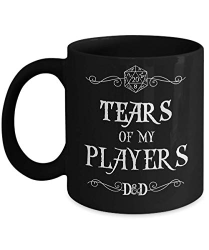 Dungeons and Dragons Mug for Boyfriend Dungeon Master Gift for Men Tears of My Players Black Tea Cup Funny Gift for D&D Dnd DM Fan Gift for Women