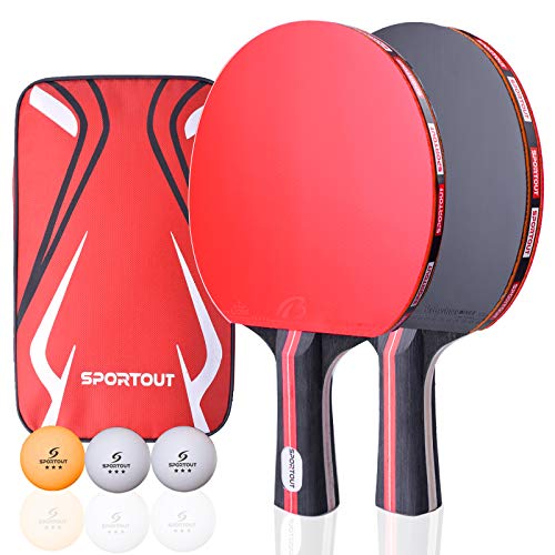 Easyroom Juego de raqueta de ping pong, 2 paletas y 3 pelotas de ping pong (logotipo de Sportout) (Beginner Play)