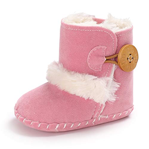 EDOTON Botas de Bebés Unisexo Zapatos Primeros Pasos Invierno Soft Sole Botas Suaves de Nieve de Suela 0-18 Meses (6-12 Meses, Rosado)