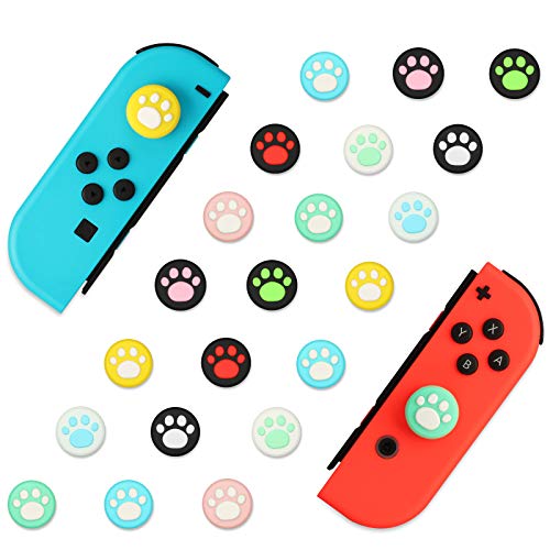 EEEKit 40 Piezas 10 Colores Cat Claw Design Joystick Cover Sets, Tapas de Agarre para el Pulgar compatibles con Nintendo Switch Lite, Soft Silicone Joystick Cover para Joy-con Controller