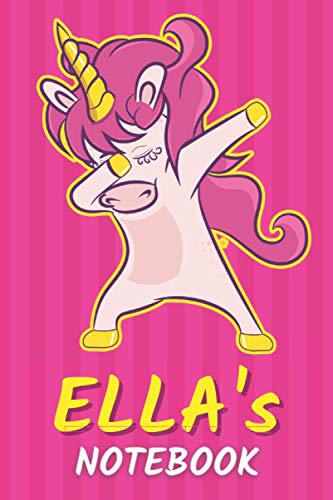 Ella's Notebook: Cute Unicorn Personalized Journal For Ella