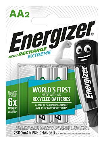 Energizer Accu Recharge Extreme 2300 AA BP2, Acumulador AA/2 SZT, Tamaño Único, Plateado