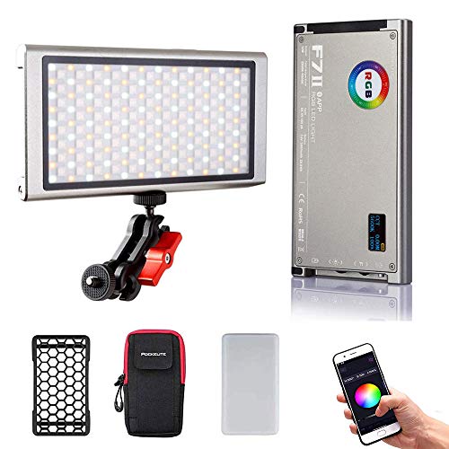 Falcon Eyes F7 II RGB Video Light 2500K-9000K CRI 96+ Pocket Camera Light con Honeycomb Grid Softbox Magnet Aplicación móvil Disponible para iOS y Android (Versión Actualizada)
