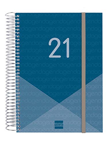 Finocam - Agenda 2021 1 Día página Espiral Year Azul Español, Sobremesa - E10-155x212 mm