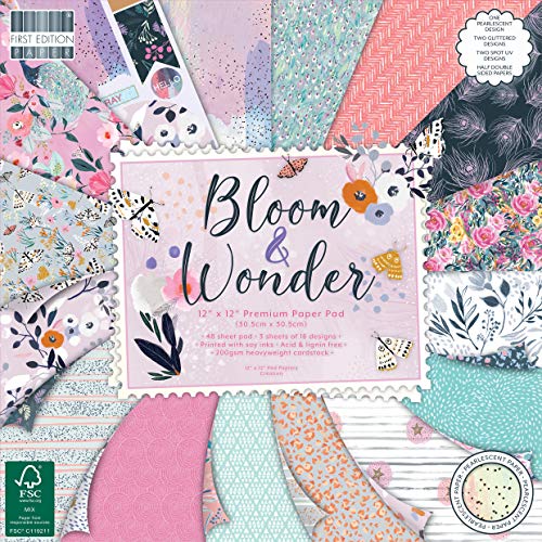 First Edition FEPAD224 Paper Pad 12x12 - Bloom And Wonder, Multicolour