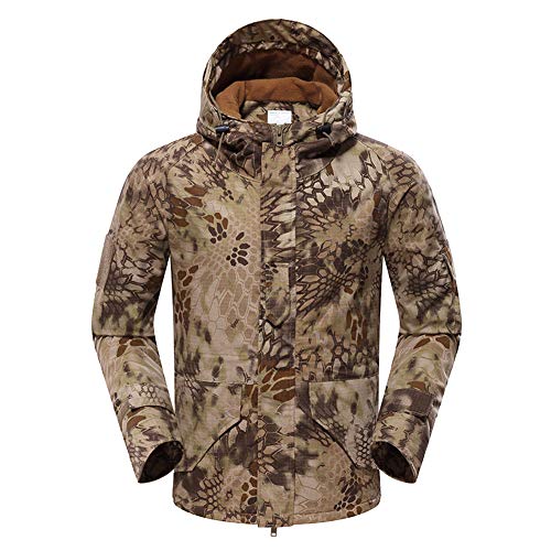 Forro Polar Chaqueta Táctica con Capucha para Hombre Impermeable Chaqueta de Softshell para Exteriores Abrigos Tácticos Militares Cálidos Camuflaje Abrigo para Camping Senderismo Caza Multicolor S