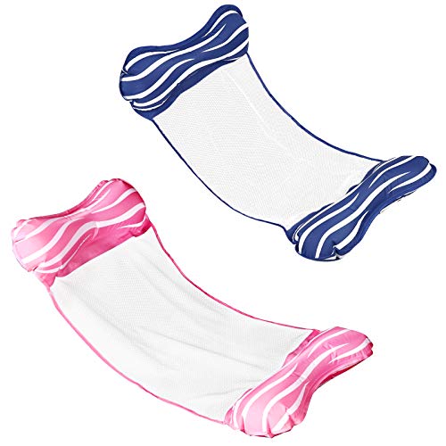 Fostoy Hamaca Piscina, Hamaca Flotante de Agua 4 en 1, Juego de 2 Tumbona Piscina Plegable Colchoneta Hinchable Flotador Piscina Playa para Adultos, 112 x 62cm Fostoy Hamaca Piscina, Hamaca Flotante de Agua 4 en 1, Juego de 2 Tumbona Piscina Plegable Colchoneta Hinchable Flotador Piscina Playa para Adultos, 112 x 62cm