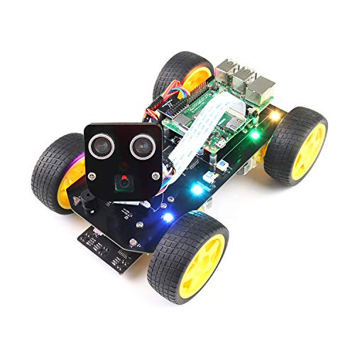 Freenove 4WD Smart Car Kit for Raspberry Pi 4 B 3 B+ B A+, Face Tracking, Line Tracking, Light Tracing, Obstacle Avoidance, Colorful Light, Ultrasonic Camera Servo Wireless RC