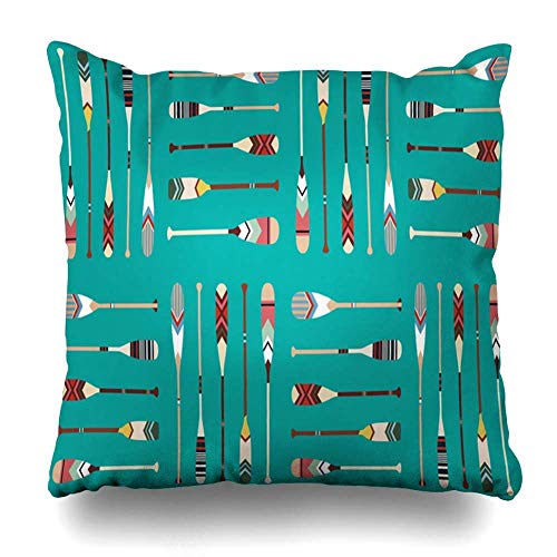 Funda de almohada vintage con diseño de canoa de lago y remo, dibujo indio, de madera, con cremallera, tamaño cuadrado, 45,7 x 45,7 cm, decoración del hogar Funda de almohada vintage con diseño de canoa de lago y remo, dibujo indio, de madera, con cremallera, tamaño cuadrado, 45,7 x 45,7 cm, decoración del hogar