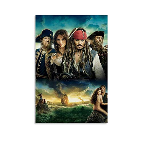 Ghychk Póster de Piratas del Caribe Jack Sparrow Johnny Depp, lienzo de pintura abstracta sobre lienzo, moderno para decoración del hogar y la oficina, listo para colgar, 20 x 30 cm