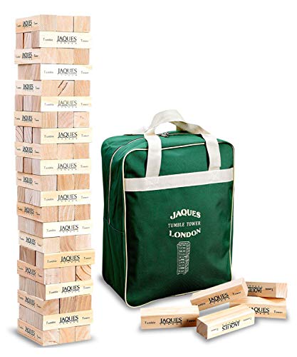 Giant Tumble Tower - Jaques de Londres - Incluye bolsa de lona. Grandes juegos de jardín para adultos y juguetes para niños. Juguetes de madera de Tumble Tower de mayor y menor tamaño disponibles.