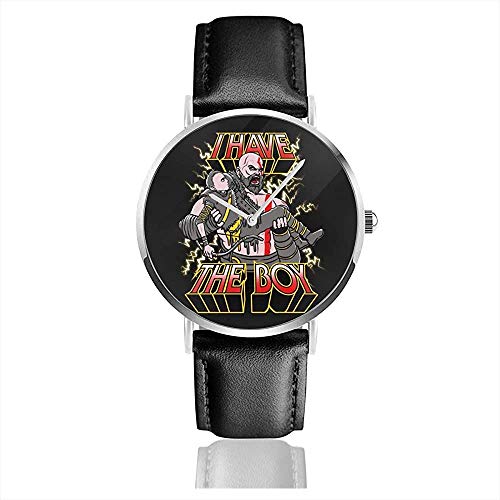 God of War I Have The Boy Watches Reloj de Cuero de Cuarzo con Correa de Cuero Negra para Regalo de colección