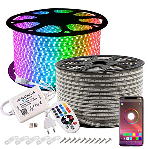GreenSun Tiras LED 20M 5050 RGB Tiras de Luces LED, Tira de luces de exterior Control de bluetooth luces decorativas de exterior para Navidad, jardín, Partido GreenSun Tiras LED 20M 5050 RGB Tiras de Luces LED, Tira de luces de exterior Control de bluetooth luces decorativas de exterior para Navidad, jardín, Partido