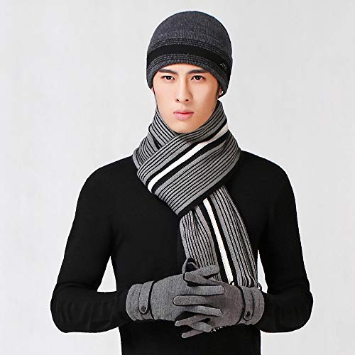 Guantes + 2019 nuevos de gama alta marca de fábrica grande de lana sombrero de la bufanda caliente del otoño juego de los hombres de E Invierno tendencia de la moda bufanda de punto guantes del sombre