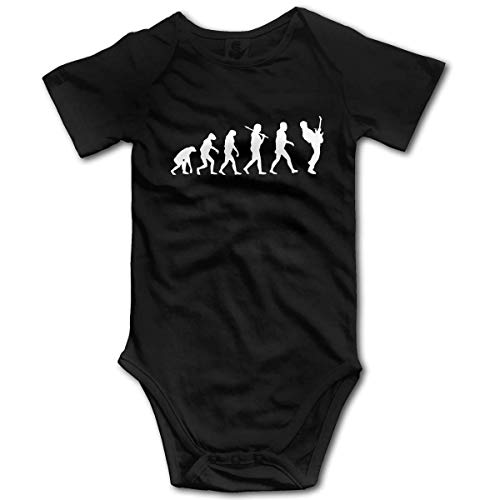 Guitar Player Evolution Funny Printed Infant Baby Boy Girl Short Sleeve Bodysuit Romper Jumpsuit