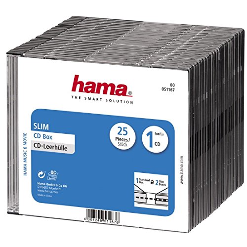 Hama - CD Slim Box, Black, Pack of 25 pcs, Negro