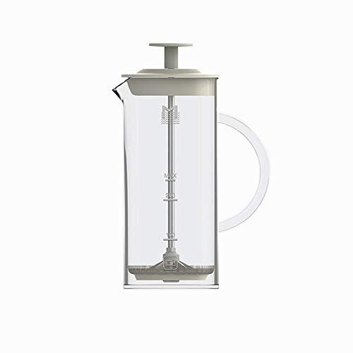 HARVESTFLY Espumador de leche, vidrio de borosilicato, filtro de acero inoxidable, 0,45 L, con escala, transparente