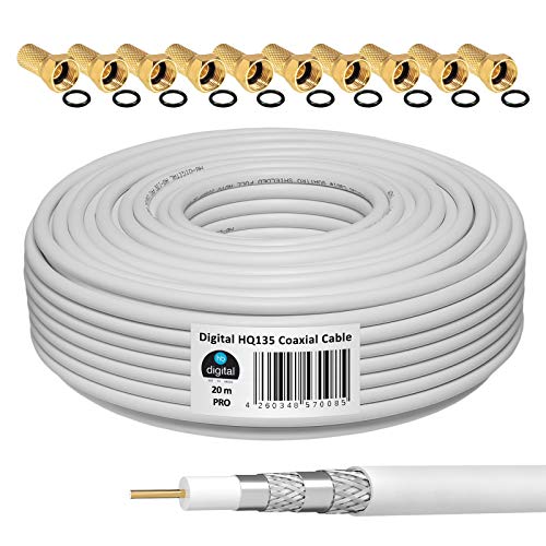 HB-DIGITAL 20m Cable Coaxial HQ-135 Cable de Antena 135dB Cable SAT 8K 4K UHD 4 Veces Apantallado Para Sistemas DVB-S / S2 DVB-C / C2 DVB-T / T2 DAB+ Radio BK +10 F-Plug GRATIS HB-DIGITAL 20m Cable Coaxial HQ-135 Cable de Antena 135dB Cable SAT 8K 4K UHD 4 Veces Apantallado Para Sistemas DVB-S / S2 DVB-C / C2 DVB-T / T2 DAB+ Radio BK +10 F-Plug GRATIS
