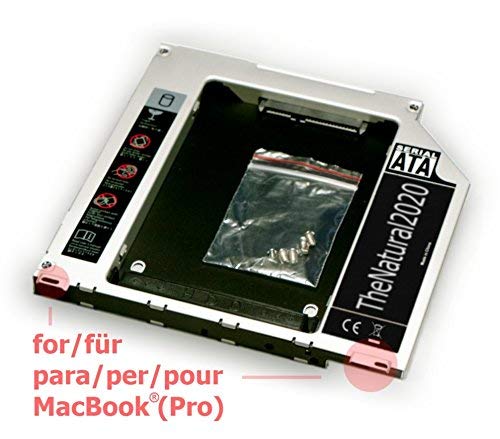 HDD/SSD SATA III Adaptador Compatible con MacBook y MacBook Pro Unibody 13" 15" 17" (sustituye SuperDrive) 9.5 mm Caddy (SATA - SATA) - TheNatural2020