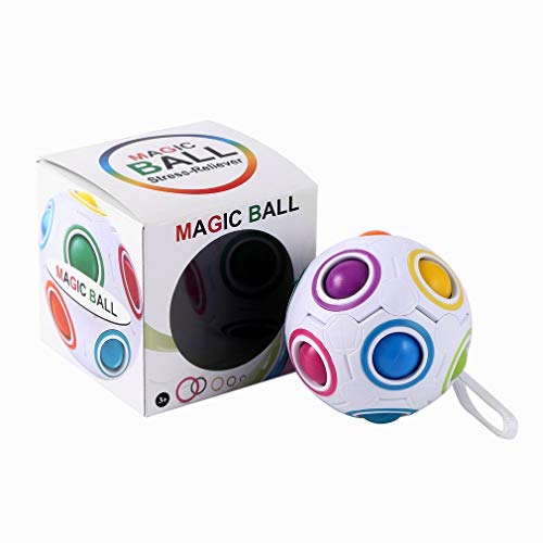 HermosaUKnight Magic Rainbow Ball Magic Cube Toy Rubik'S Cube Niños Rainbow Puzzle Ball Juguetes educativos para niños Alivio del estrés (Multicolor)