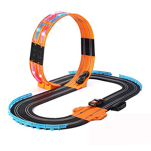 Hging 1:43 Scale Children's Electric Track Racing Toy Remote Control Car Coche Double Doble Track Pista, Slot Car Race Track Sets Boy 2 RC Cars, 2 Controladores remotos, Juguetes de montaje de bricola Hging 1:43 Scale Children's Electric Track Racing Toy Remote Control Car Coche Double Doble Track Pista, Slot Car Race Track Sets Boy 2 RC Cars, 2 Controladores remotos, Juguetes de montaje de bricola