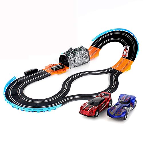 Hging RC Track Car, Set de la pista de carreras de automóviles, Doble Rail Rolling Slot Playset, Coche de carreras de alta velocidad con Super Track 3D, 2 autos RC, 2 controladores remotos, Juguetes d