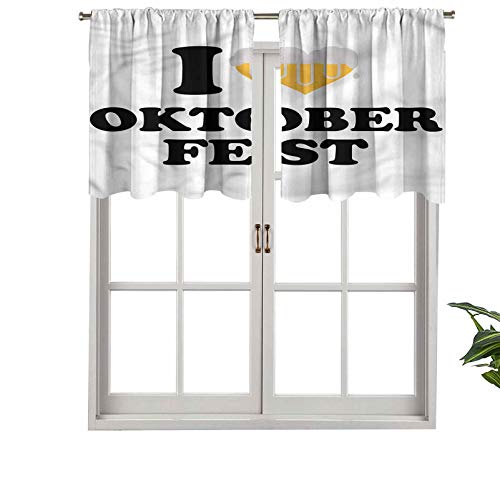 Hiiiman - Cortina opaca para ventana con texto "I Love Oktoberfest, 127 x 45,7 cm para sala de estar, cortina corta y recta